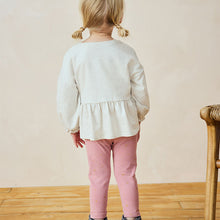 Load image into Gallery viewer, Pink Bunny Peplum 100% Cotton Top and Leggings Set (9mths-6yrs)