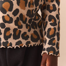 Load image into Gallery viewer, Animal Leopard Print T-Shirt Cotton Rich Long Sleeve Rib T-Shirt (3mths-6yrs)