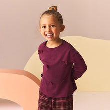 Load image into Gallery viewer, Purple 100% Cotton Long Sleeve Appliqué Bow Top (6mths-4yrs)