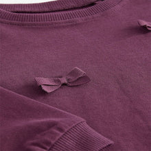 Load image into Gallery viewer, Purple 100% Cotton Long Sleeve Appliqué Bow Top (6mths-4yrs)
