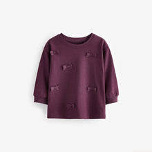 Load image into Gallery viewer, Purple 100% Cotton Long Sleeve Appliqué Bow Top (6mths-4yrs)