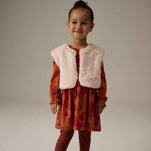 Load image into Gallery viewer, Rust Brown Long Sleeve 100% Cotton Dress with Gilet and Leggings Set (3mths-6yrs)