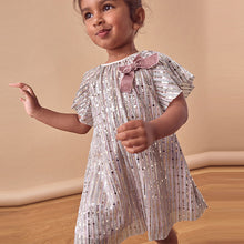 Load image into Gallery viewer, Pink Bow Sequin Party Angel Sleeve Dress (6mths-6yrs)