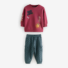 Load image into Gallery viewer, Burgundy Red Backprint 100% Cotton Sweatshirt and Joggers Set