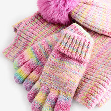 Load image into Gallery viewer, Multi Rainbow Hat Gloves And Scarf Set (3-13yrs)