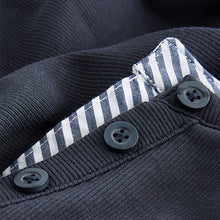 Load image into Gallery viewer, Navy Stripe Long Sleeve Double Collar Henley Top