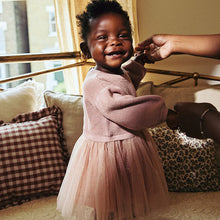 Load image into Gallery viewer, Dusky Pink Twofer Mesh Baby Dress (0mths-18mths)