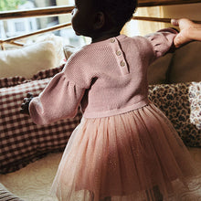 Load image into Gallery viewer, Dusky Pink Twofer Mesh Baby Dress (0mths-18mths)