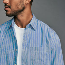 Load image into Gallery viewer, Blue Soft Touch 100% Cotton Long Sleeves Stripe Shirt