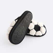 Load image into Gallery viewer, Black/White Fluffy Football Slippers Mules