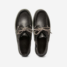 Load image into Gallery viewer, GLOBEK Men's Boat Shoes Black Leather