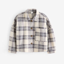 Load image into Gallery viewer, Neutral Check Fringed Shacket (3-12yrs)