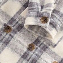 Load image into Gallery viewer, Neutral Check Fringed Shacket (3-12yrs)