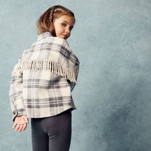 Load image into Gallery viewer, Neutral Check Fringed Shacket (3-12yrs)