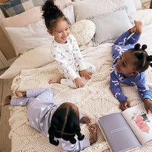 Load image into Gallery viewer, Blue/ Cream Bow Snuggle Pyjamas 3 Pack (1.5 yrs-9yrs)