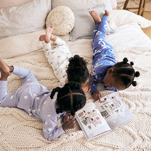 Load image into Gallery viewer, Blue/ Cream Bow Snuggle Pyjamas 3 Pack (1.5 yrs-9yrs)