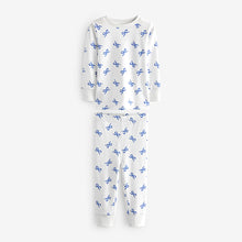 Load image into Gallery viewer, Blue/ Cream Bow Snuggle Pyjamas 3 Pack (1.5 yrs-9yrs)