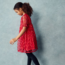 Load image into Gallery viewer, Red Sequin Mesh Flower Party Dress (3-11yrs)