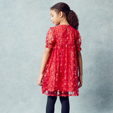 Load image into Gallery viewer, Red Sequin Mesh Flower Party Dress (3-11yrs)