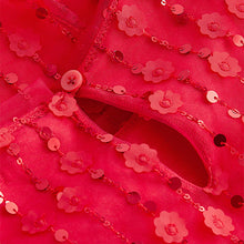 Load image into Gallery viewer, Red Sequin Mesh Flower Party Dress (3-11yrs)