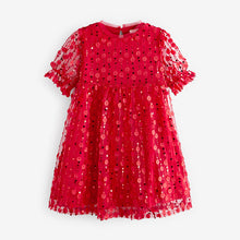 Load image into Gallery viewer, Red Sequin Mesh Flower Party Dress (3-11yrs)