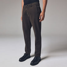 Load image into Gallery viewer, Dark Brown Slim Fit Premium Soft Touch Chino Trousers