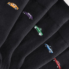 Load image into Gallery viewer, Black Cars Fun Embroidered Socks 5 Pack