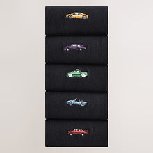 Load image into Gallery viewer, Black Cars Fun Embroidered Socks 5 Pack