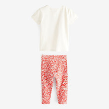Load image into Gallery viewer, Red/Ecru Coronation Crown Ditsy Short Sleeve Top and Leggings Set (3mths-5yrs)