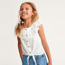 Load image into Gallery viewer, White Frill Collar Tie Front Blouse (3-12yrs)