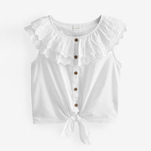 Load image into Gallery viewer, White Frill Collar Tie Front Blouse (3-12yrs)