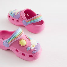 Load image into Gallery viewer, Pink Unicorn Clogs With Ankle Strap (Younger Girls)