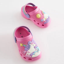 Load image into Gallery viewer, Pink Unicorn Clogs With Ankle Strap (Younger Girls)