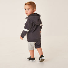 Load image into Gallery viewer, Monochrome Colourblock Zip Through Hoodie and Shorts Set (3mths-6yrs)