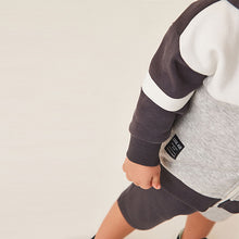Load image into Gallery viewer, Monochrome Colourblock Zip Through Hoodie and Shorts Set (3mths-6yrs)