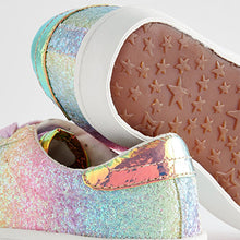 Load image into Gallery viewer, Rainbow Pastel Glitter Star Lace-Up Trainers (Older Girls)