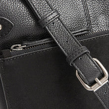 Load image into Gallery viewer, Black Leather Pocket Messenger Bag