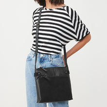 Load image into Gallery viewer, Black Leather Pocket Messenger Bag