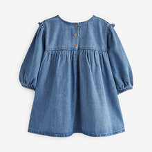 Load image into Gallery viewer, Blue Embroidered Denim Dress (3mths-6yrs)
