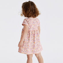 Load image into Gallery viewer, Pink Ditsy Short Sleeve Cotton Jersey Dress (3mths-6yrs)