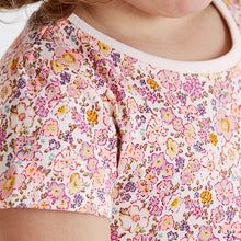 Load image into Gallery viewer, Pink Ditsy Short Sleeve Cotton Jersey Dress (3mths-6yrs)