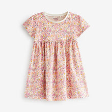 Load image into Gallery viewer, Pink Ditsy Short Sleeve Cotton Jersey Dress (3mths-6yrs)