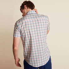 Load image into Gallery viewer, Pink/Blue Gingham Check Regular Fit Short Sleeve Easy Iron Button Down Oxford Shirt