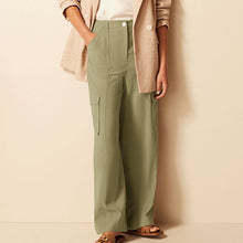 Load image into Gallery viewer, Green Tailored Utility Cargo Straight Trousers