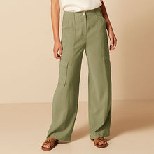 Load image into Gallery viewer, Green Tailored Utility Cargo Straight Trousers
