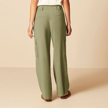 Load image into Gallery viewer, Green Tailored Utility Cargo Straight Trousers