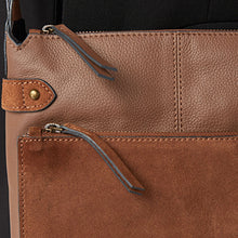 Load image into Gallery viewer, Tan Brown Leather Pocket Messenger Bag