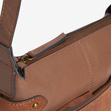 Load image into Gallery viewer, Tan Brown Leather Pocket Messenger Bag