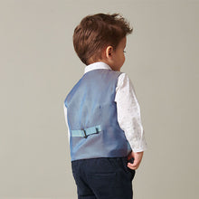 Load image into Gallery viewer, Blue Check Waistcoat Set With Shirt & Bow Tie (3mths-6yrs)