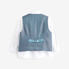 Load image into Gallery viewer, Blue Check Waistcoat Set With Shirt & Bow Tie (3mths-6yrs)